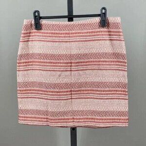 NEW Banana Republic Skirt Womens 4 Red White Striped Woven preppy classic